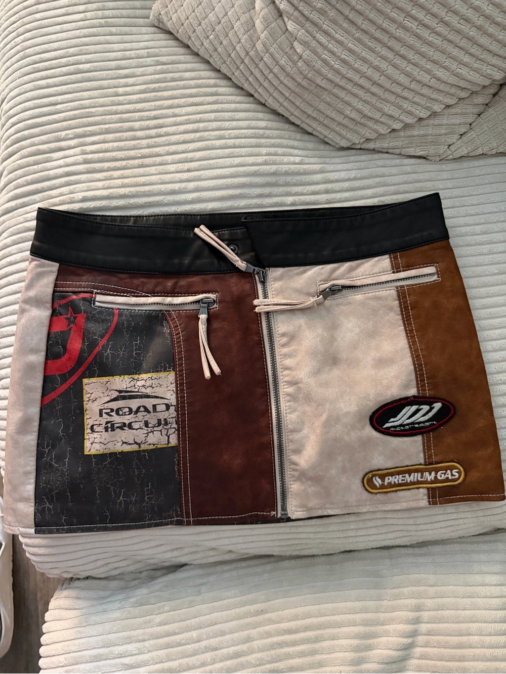 Revolve- Jaded London Patchwork Suede Racing Mini Skirt